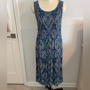 Croft & Barrow  Blue Paisley Maxi Dress- Size Medium